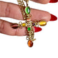 Wealth Natural Gemstone Cross Pendant Figaro Necklace